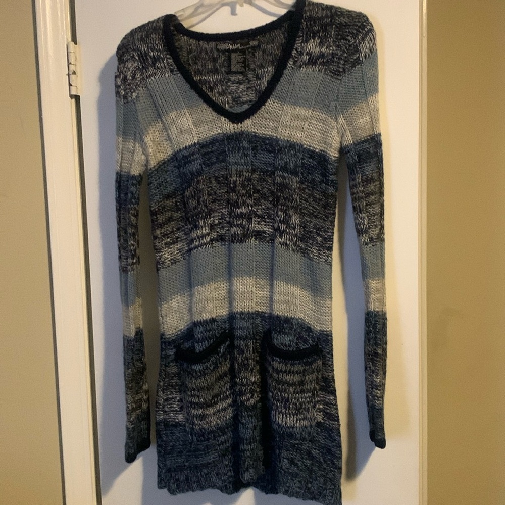 Long acrylic v-necked sweater/dress